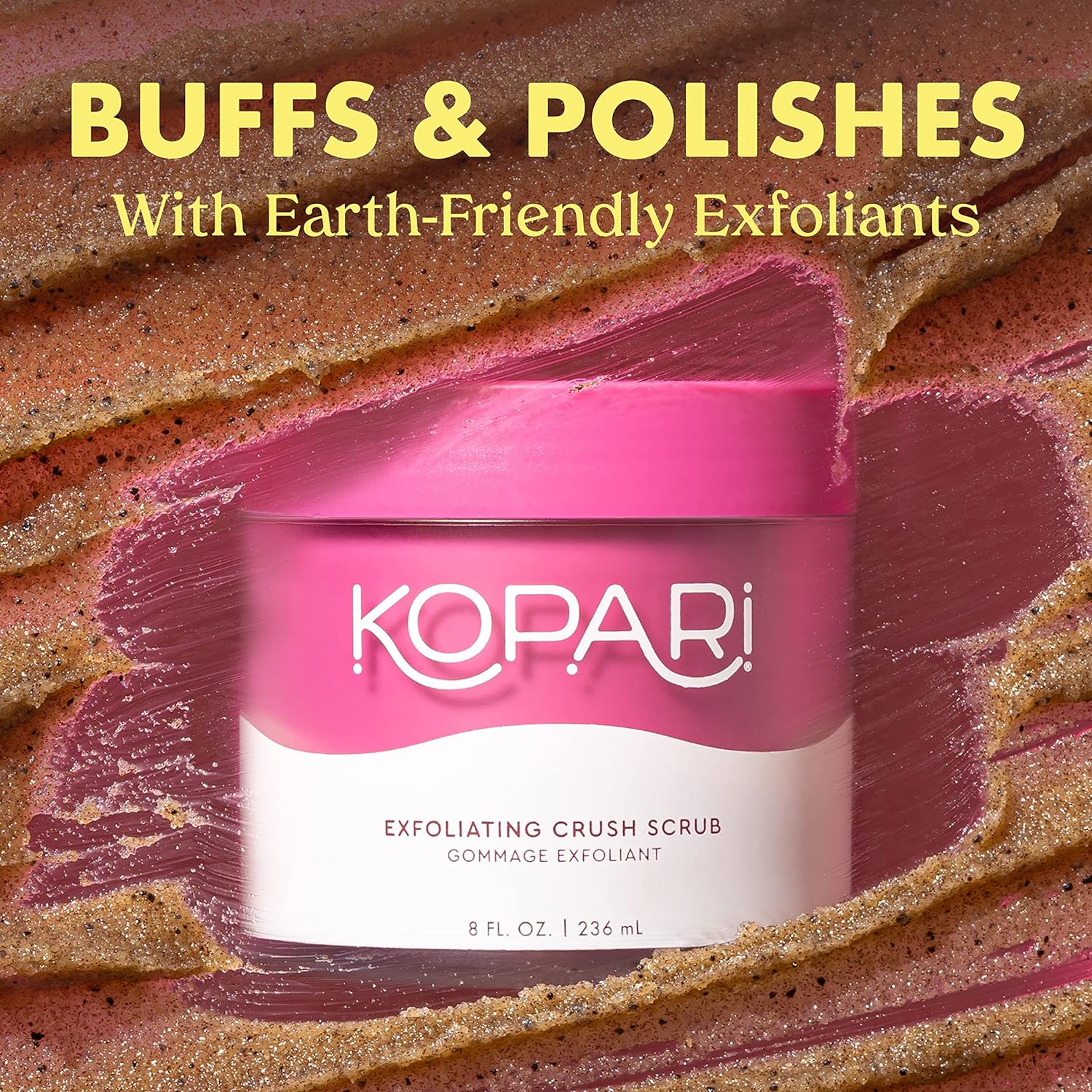 Kopari Coconut Crush Scrub - Brown Sugar Scrub to Exfoliate, Shrink the Appearance of Pores  Non GMO, and Cruelty Free, 8 Oz